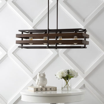 Horizon 34" Rustic Farmhouse Iron Linear LED Pendant - JONATHAN Y